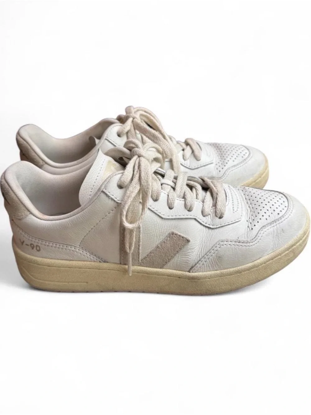 Veja V-90 Sneakers in Off-White and Cream